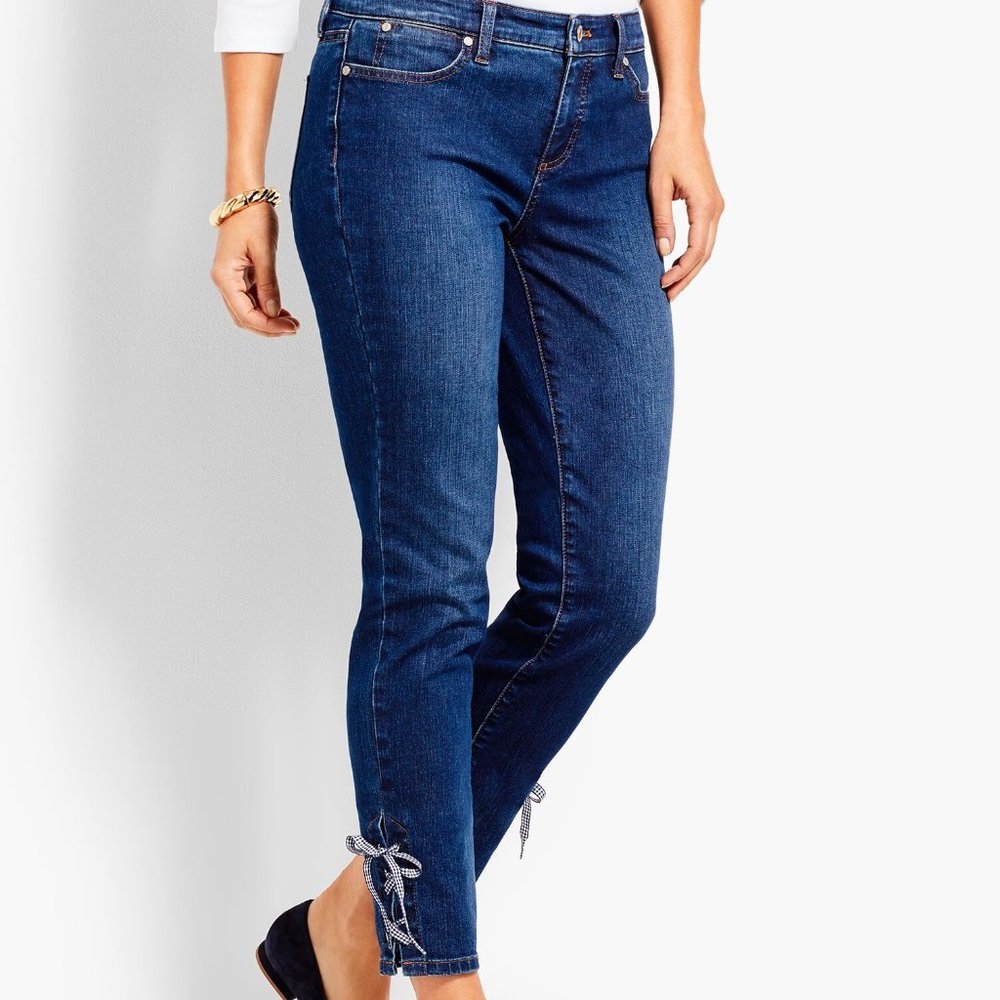 Talbots Slim Ankle Jeans with Lace Up Detail